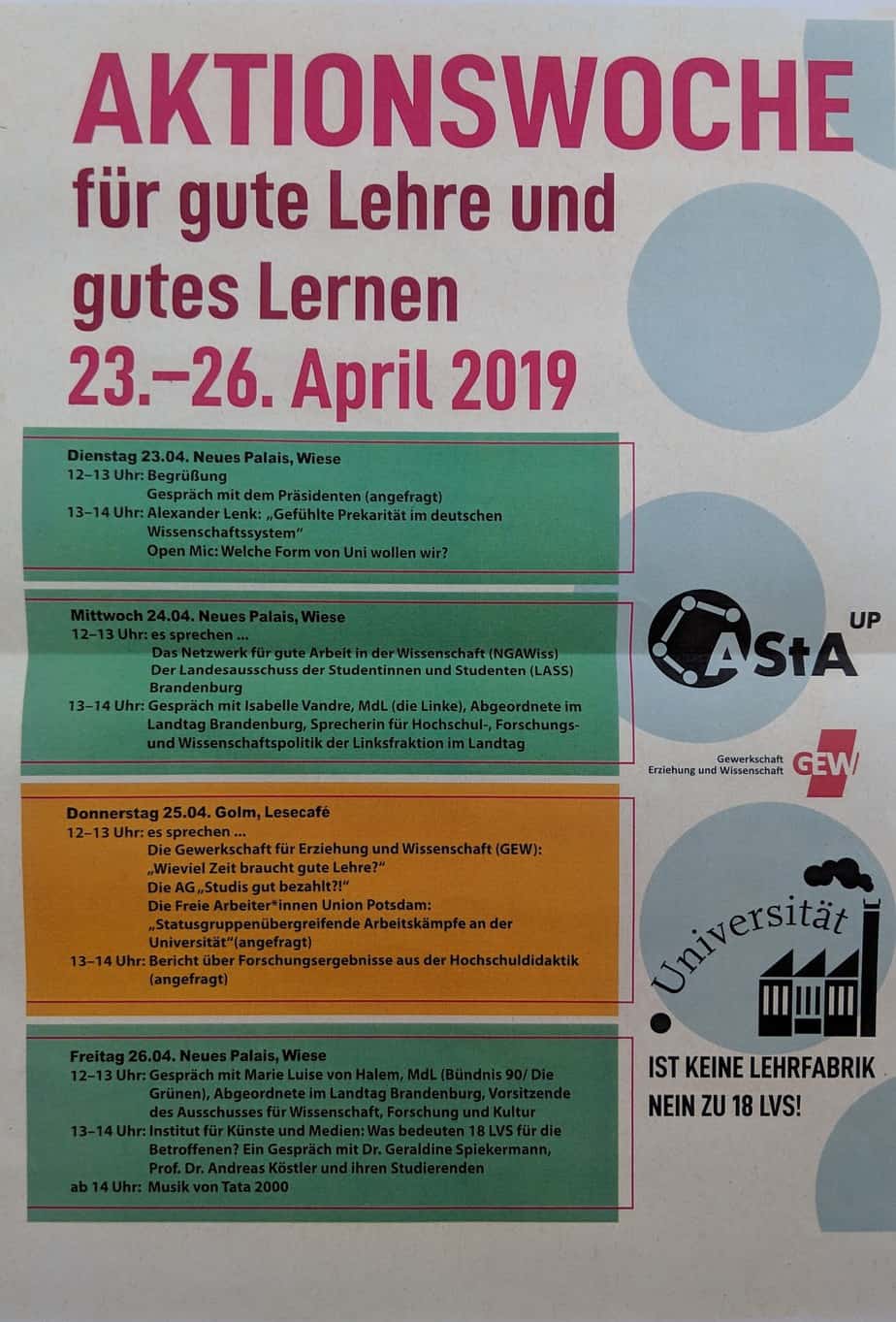 Aktionswoche der AG „Gegen 18 LVS“